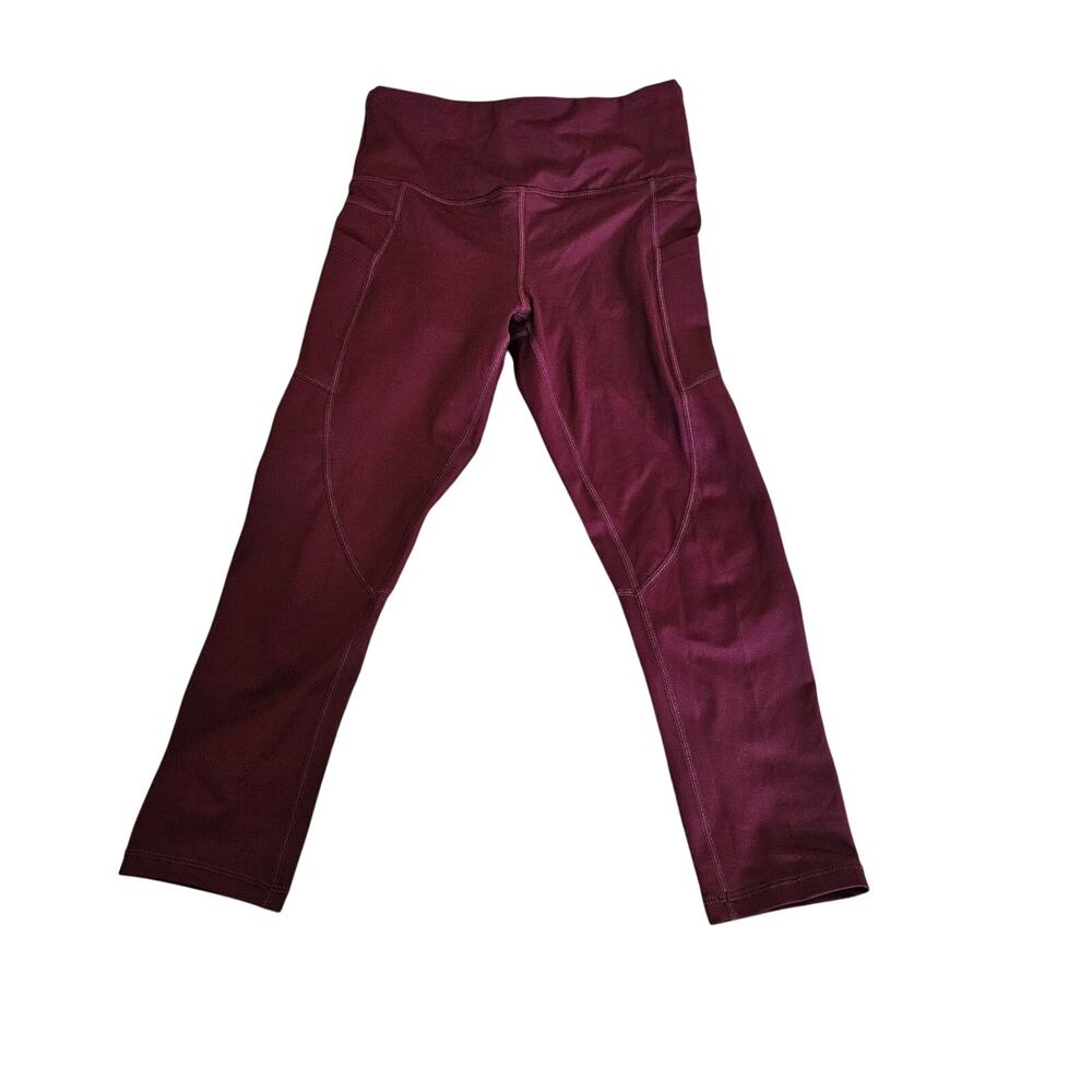 Zyia Active Size 4 Plum High Rise Capri Leggings 19" Inseam Pockets
